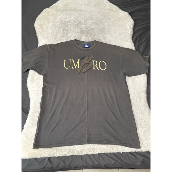 VTG Umbro Mens Gray T Shirt Short Sleeve Spellout Graphic‎ Y2K USA XXL Faded - Picture 1 of 7